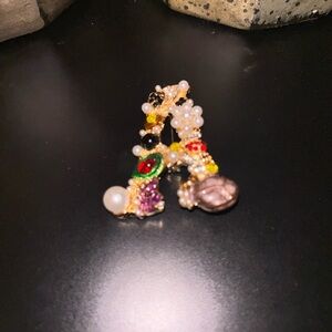 Colorful Beaded Initial “A” Brooch
